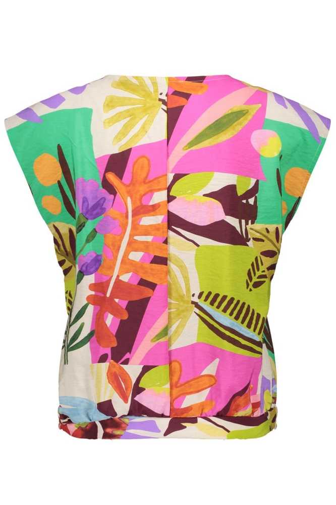 KLEURRIJK T SHIRT MET V HALS 53212 20 YELLOW/PINK